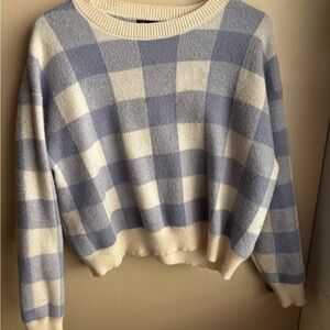 Blue and Cream Checkered Sweater